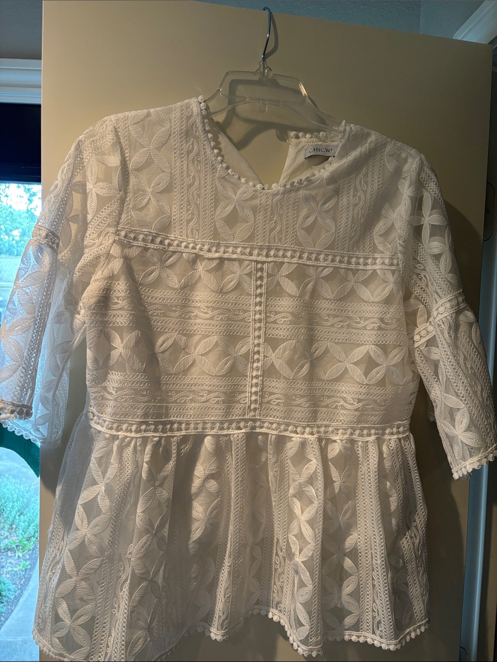 Chicwish White Embroidered Lace Peplum Top